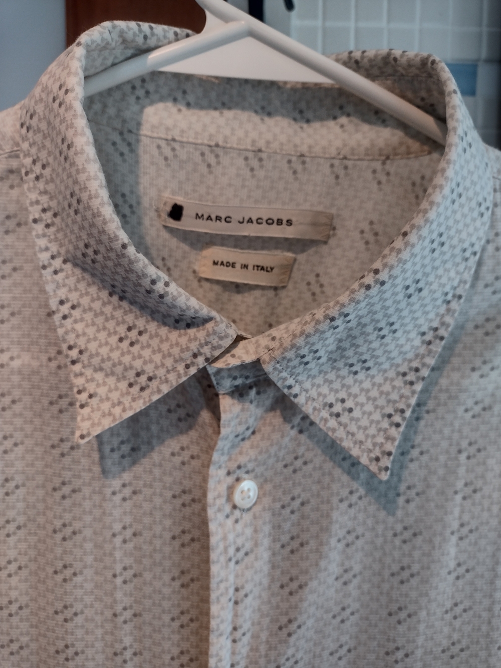 Marc Jacobs Men's Light Gray Printed Dress Shirt